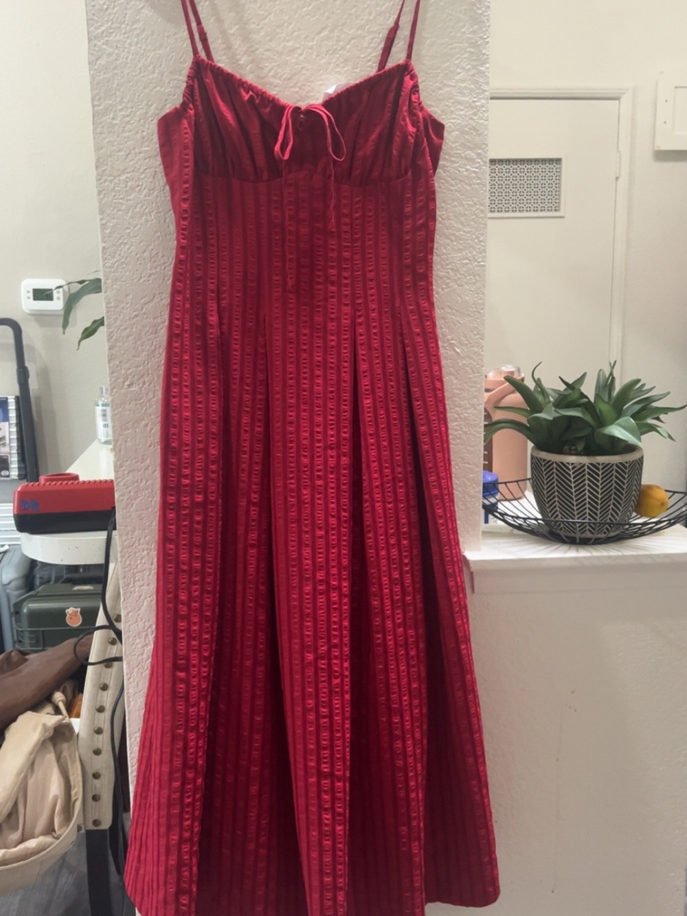 Vici Red Striped Maxi Dress with Spaghetti Straps